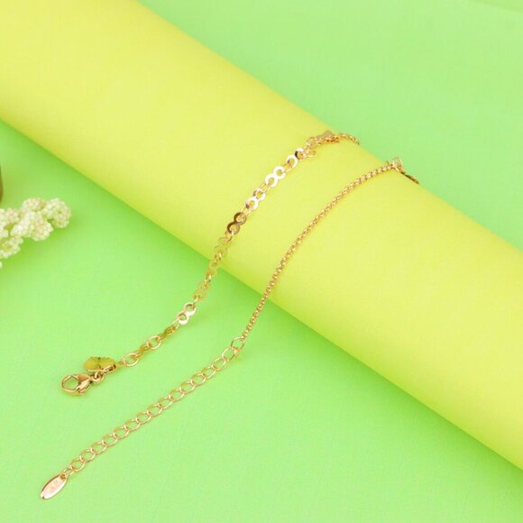 "Rose Gold Butterfly and Floral Charm Anklet, XPAL1053 - Picture 8 of 11